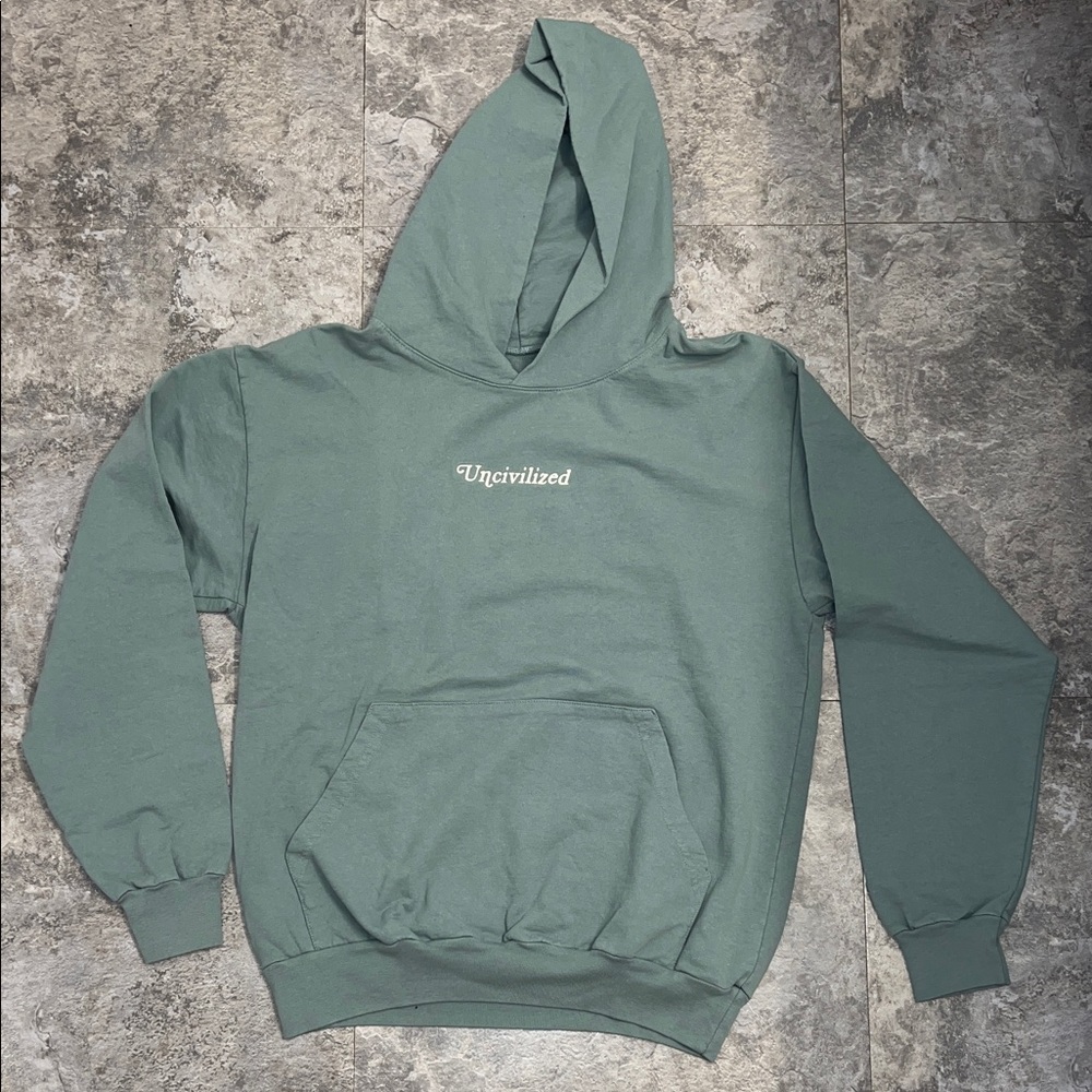 Men's Green Uncivilized Terry Hoodie (medium)